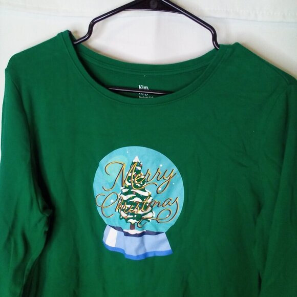Kim Rogers Shirt Women XL Long Sleeve Merry Christmas Tree Green - Picture 6 of 14